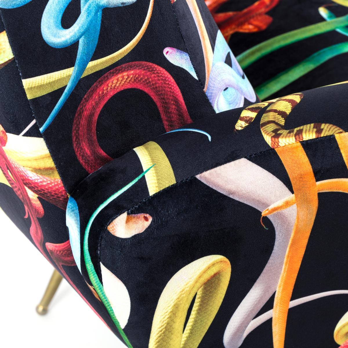 Fabric armchair with armrests | Snakes by Seletti