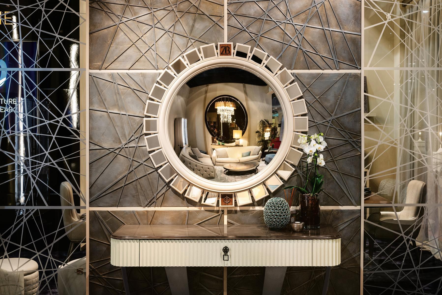 Round framed wall-mounted mirror | Constance by Bruno Zampa