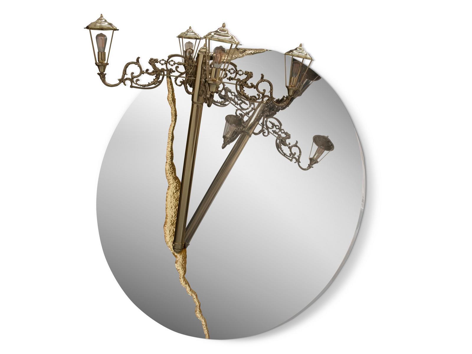 Round wall-mounted mirror with integrated lighting | Lumiere Round by Boca Do Lobo