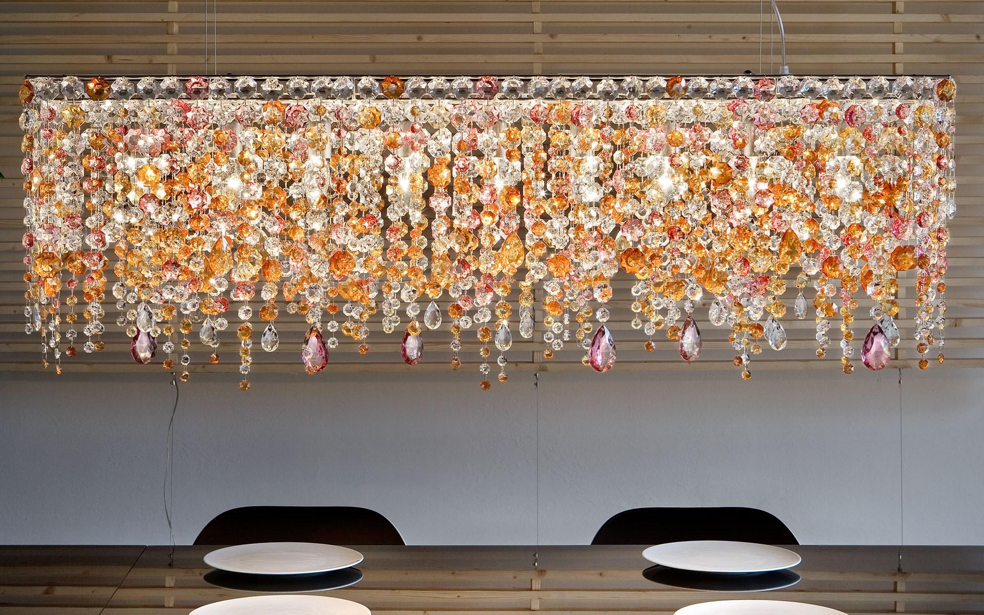 Incandescent painted metal pendant lamp with crystals | Impero & Deco Ve 895 S6 / S8 / S10 by Masiero