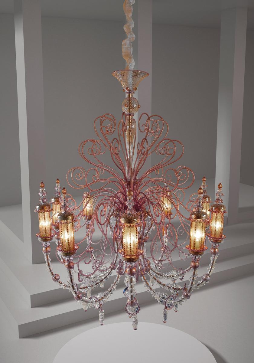 Glass chandelier with crystals | Bucintoro by Sylcom