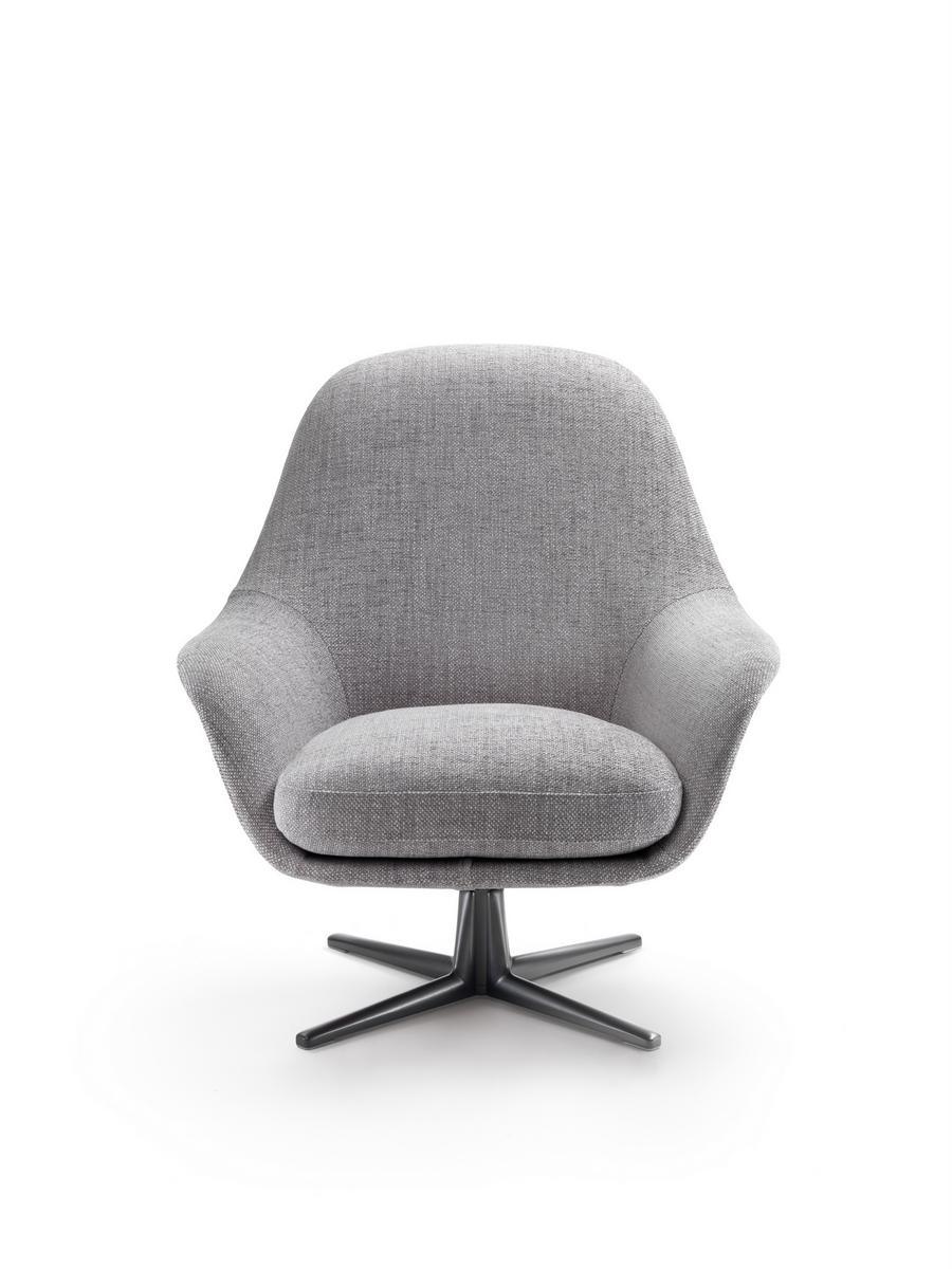 Swivel fabric armchair with armrests | Sveva Soft by Flexform