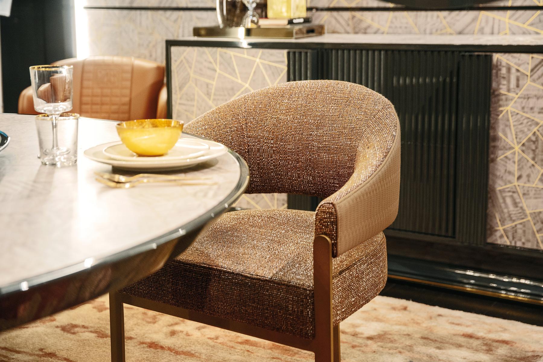 Upholstered leather chair with armrests | Ariston by Bruno Zampa