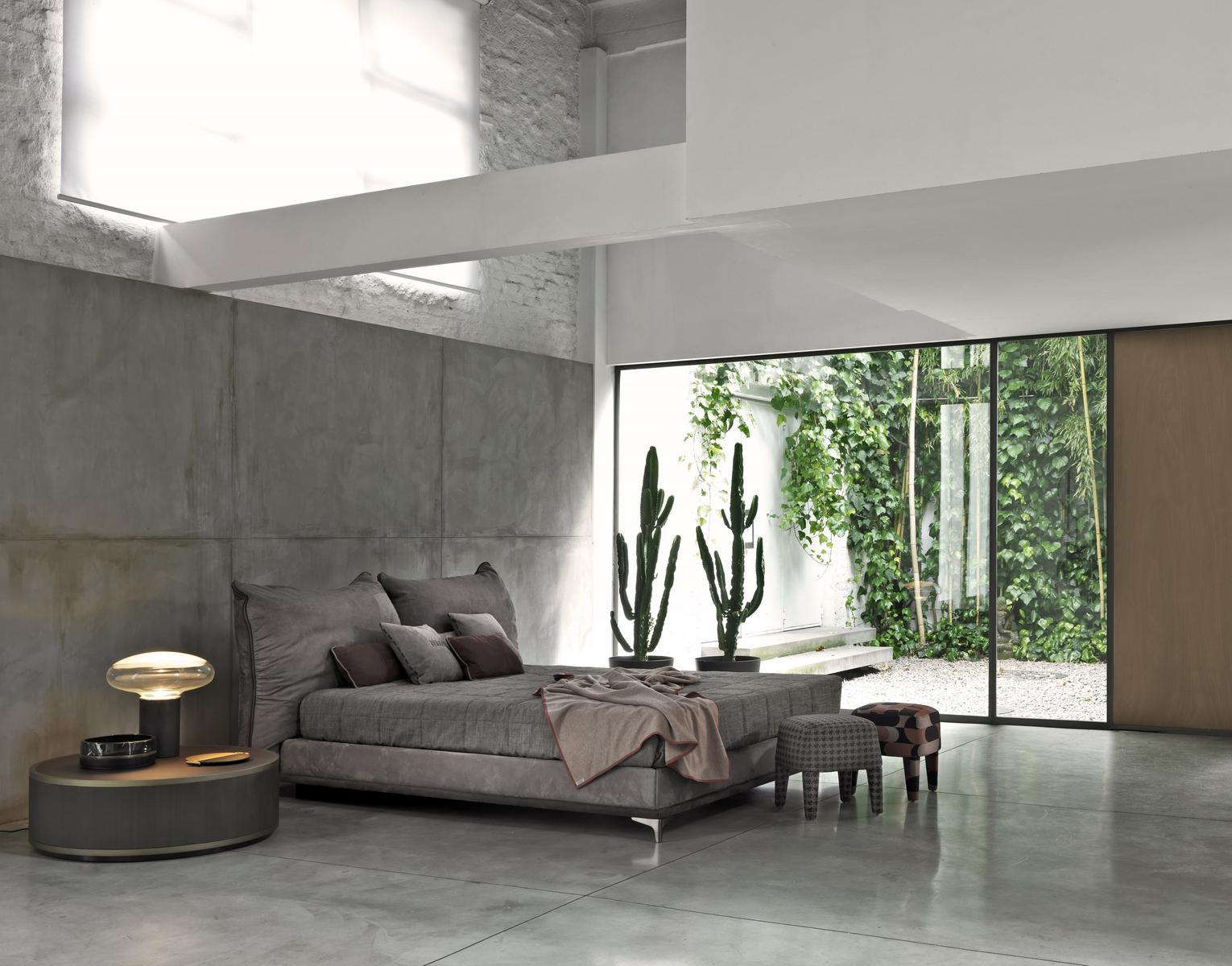 Leather king size bed with upholstered headboard | Clapton by Gianfranco Ferre Home