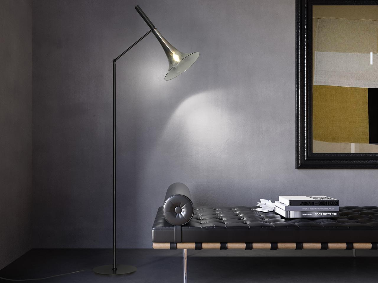 LED adjustable blown glass floor lamp | Baffo 7026/p by Italamp