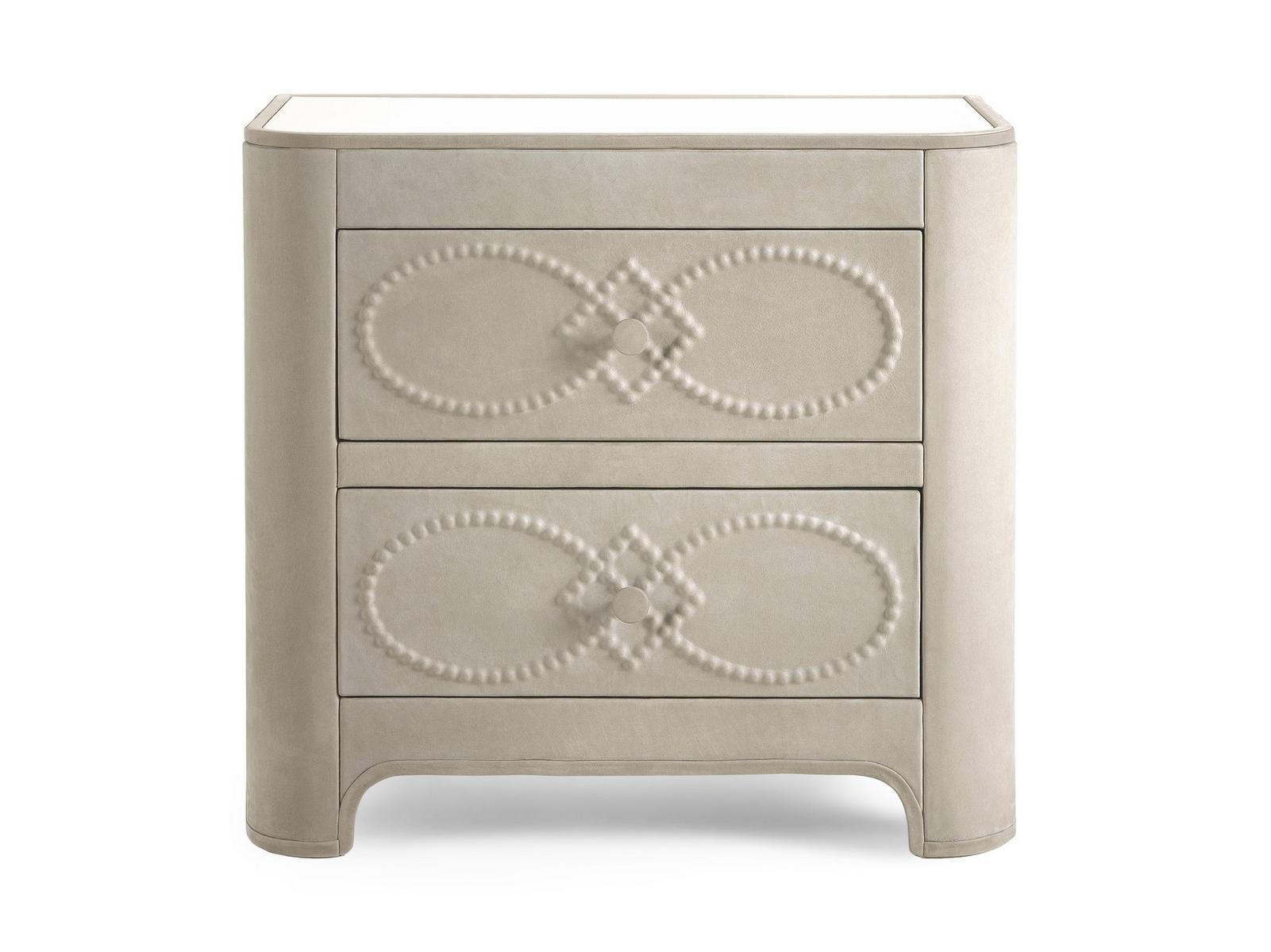 Rectangular leather bedside table with drawers | Infinity by Gianfranco Ferre Home