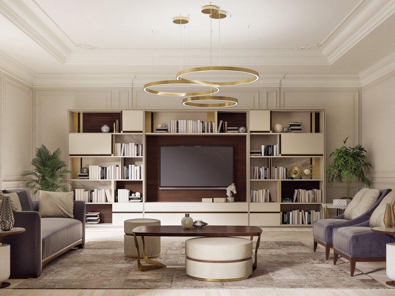 Custom wooden TV wall system | Pr.850.1 by Stella del Mobile