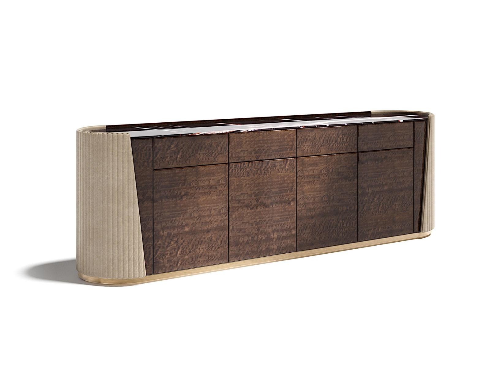 Wooden and leather sideboard with doors and drawers | Majestic by Capital Collection