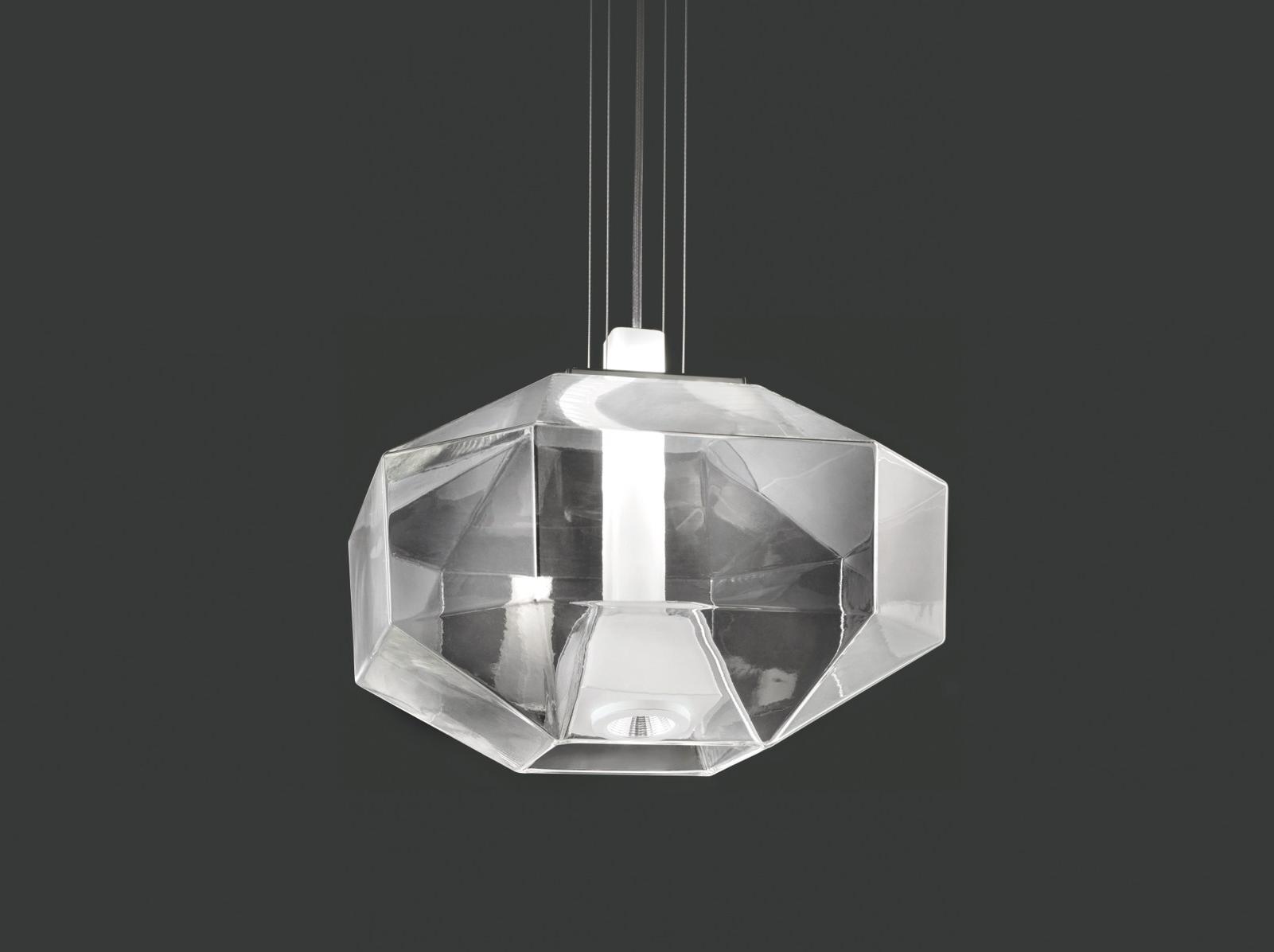 LED direct light blown glass pendant lamp | Stone Sp by Vistosi