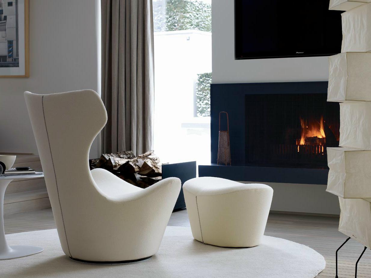 Swivel upholstered high-back armchair | Grande Papilio by B&B Italia