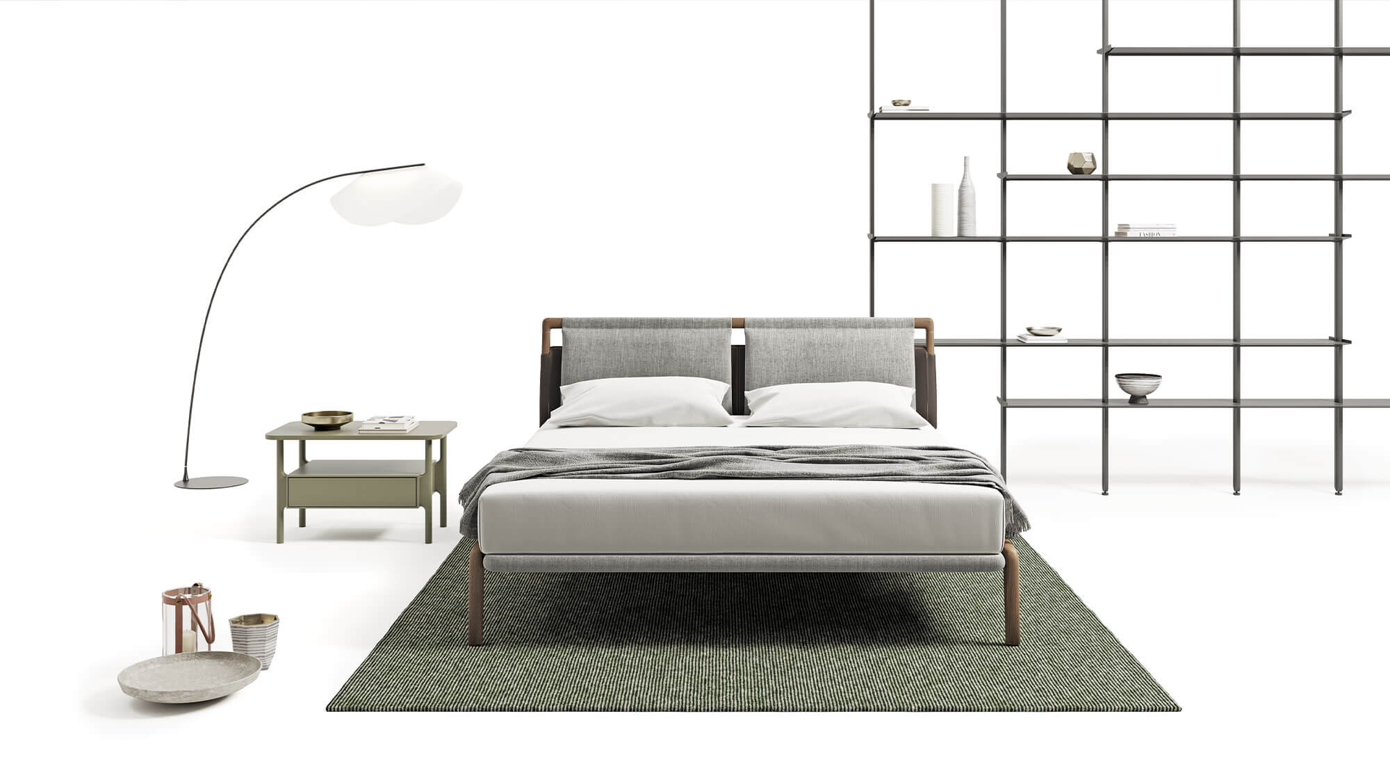 Wood bed with upholstered headboard | Tepu by Dall'Agnese