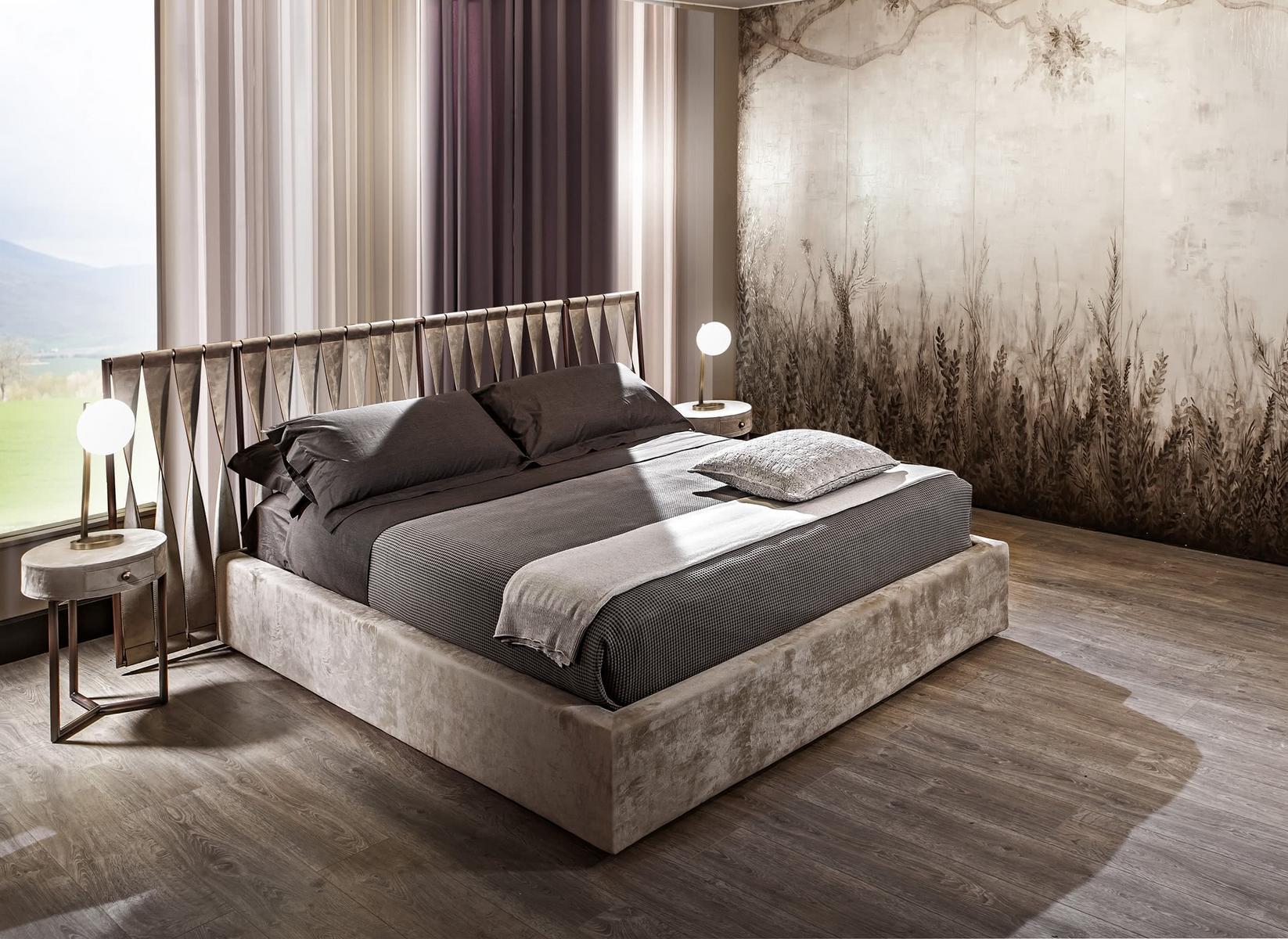Leather double bed | Twist by Cantori