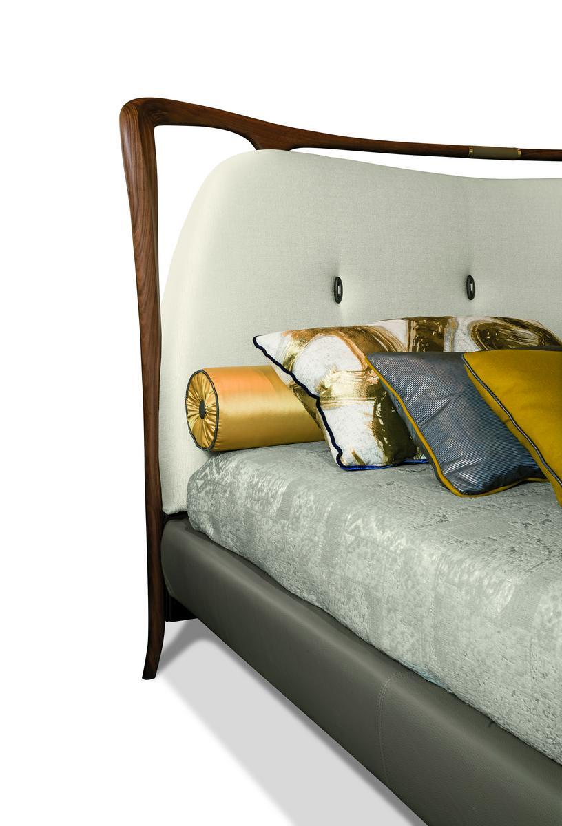 Contemporary style wooden double bed with tufted headboard with upholstered headboard | Crono by Ezio Bellotti
