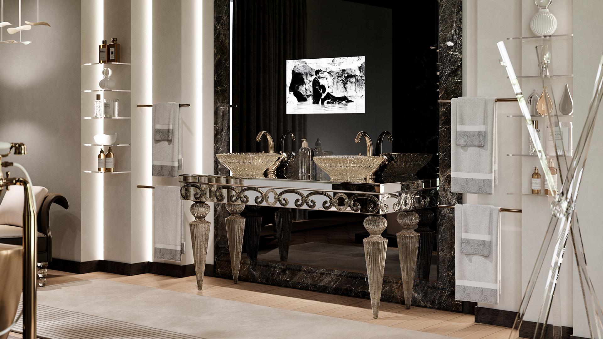 Floor-standing wood and glass vanity unit | Casanova by Reflex