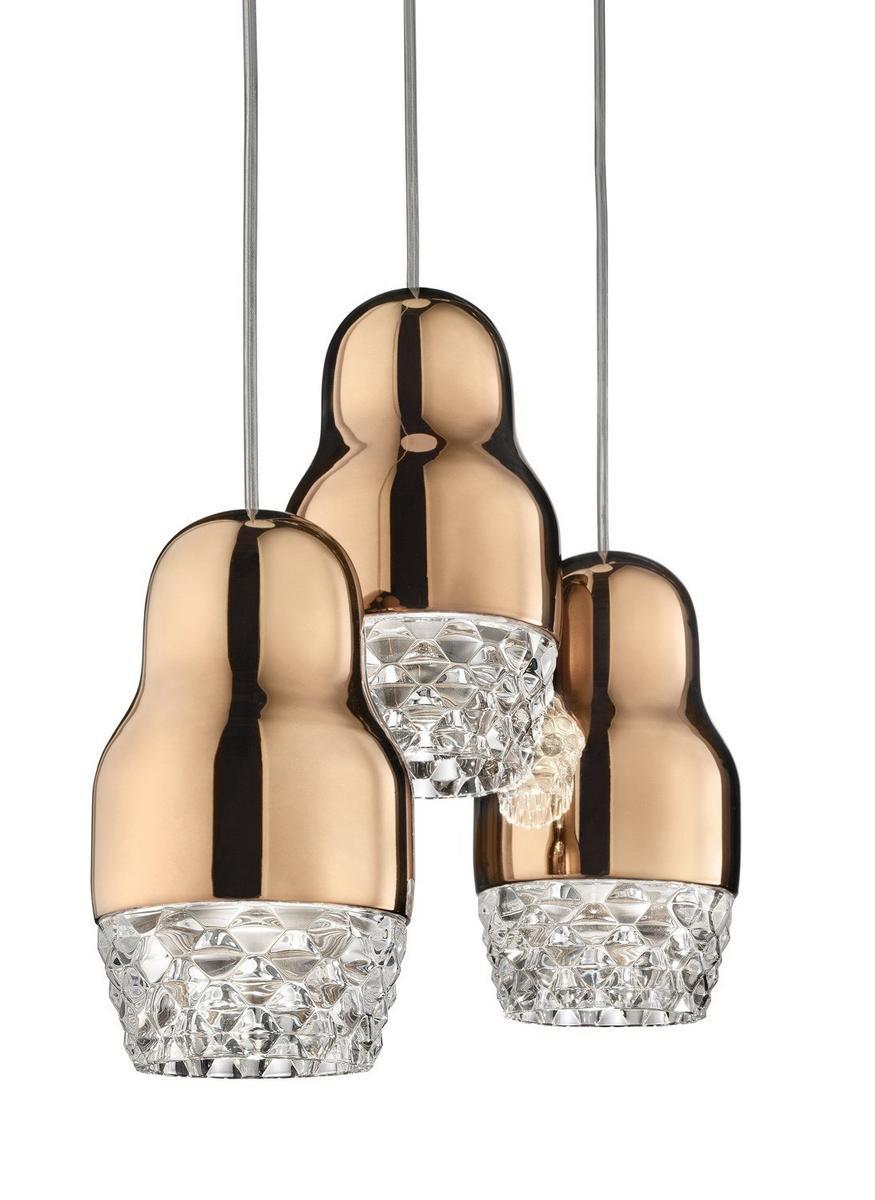 LED glass and aluminium pendant lamp | Fedora by Axolight