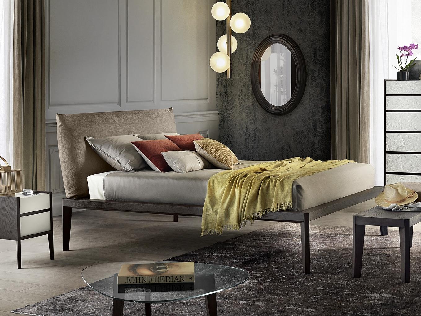 Double bed with upholstered headboard | Andrea by Olivieri