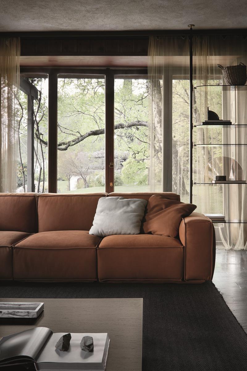 Upholstered 3 seater leather sofa | Marechiaro by Arflex