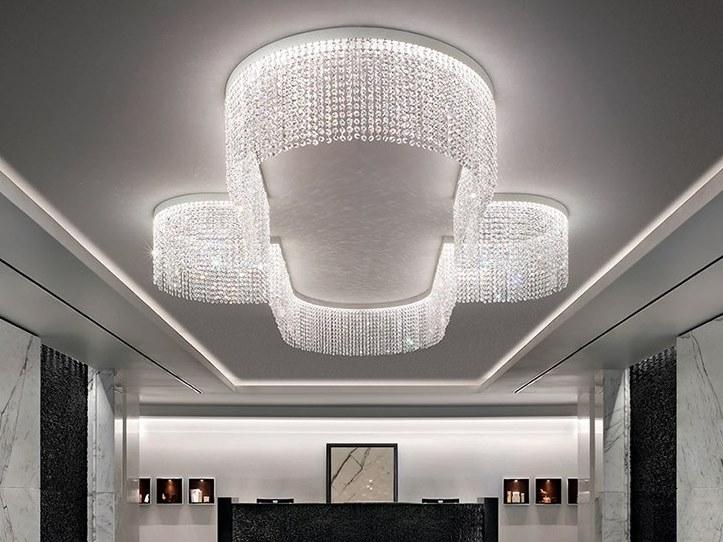 LED modular crystal ceiling lamp | Galassia O3 Sng by Masiero