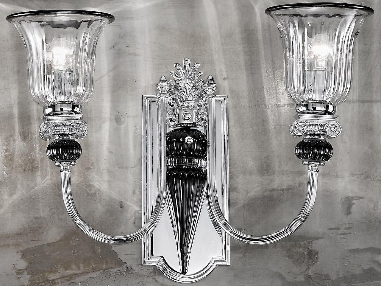 Chrome wall light with clear and black crystal | Nives 27377/a2 by Possoni Illuminazione