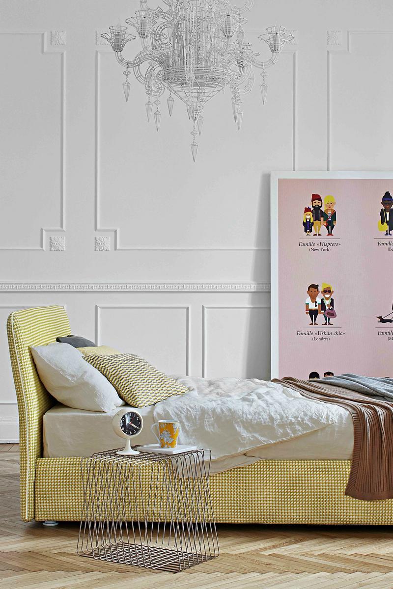 Storage bed with upholstered headboard | Tonight by Bonaldo