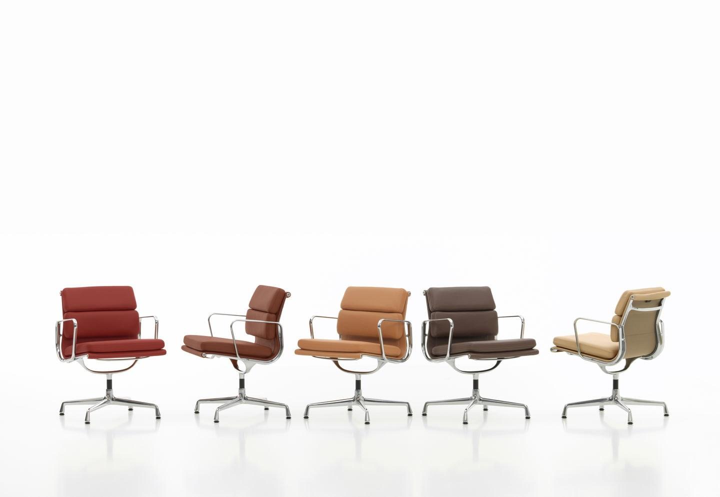 Leather chair with 4-spoke base with armrests | Ea 207 by Vitra