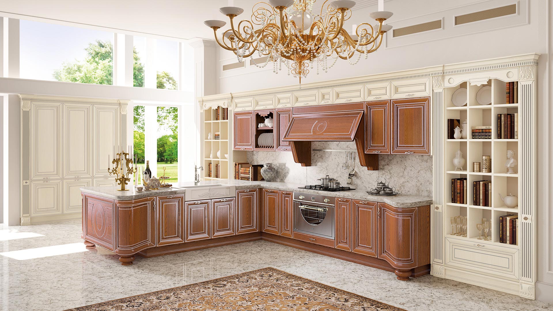 Wood kitchen with handles Lube Cucine Pantheon