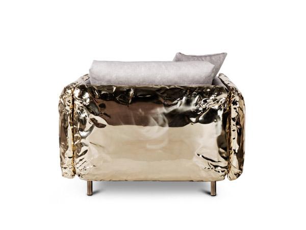 Upholstered leather armchair with armrests | Imperfectio by Boca Do Lobo