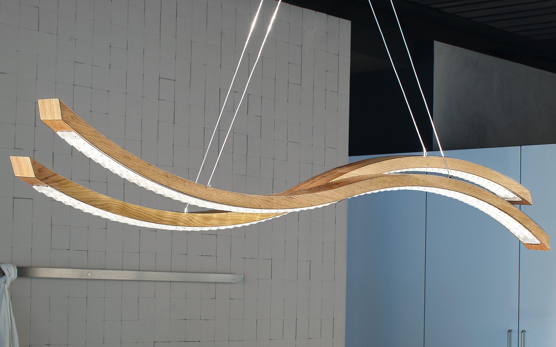 LED direct light oak pendant lamp | Libe S100 by Masiero