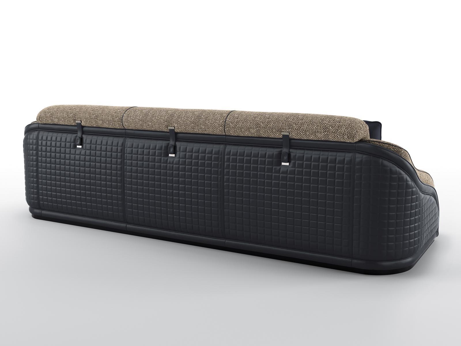 4 seater sofa in leather and velvet | Poseidon by Bruno Zampa