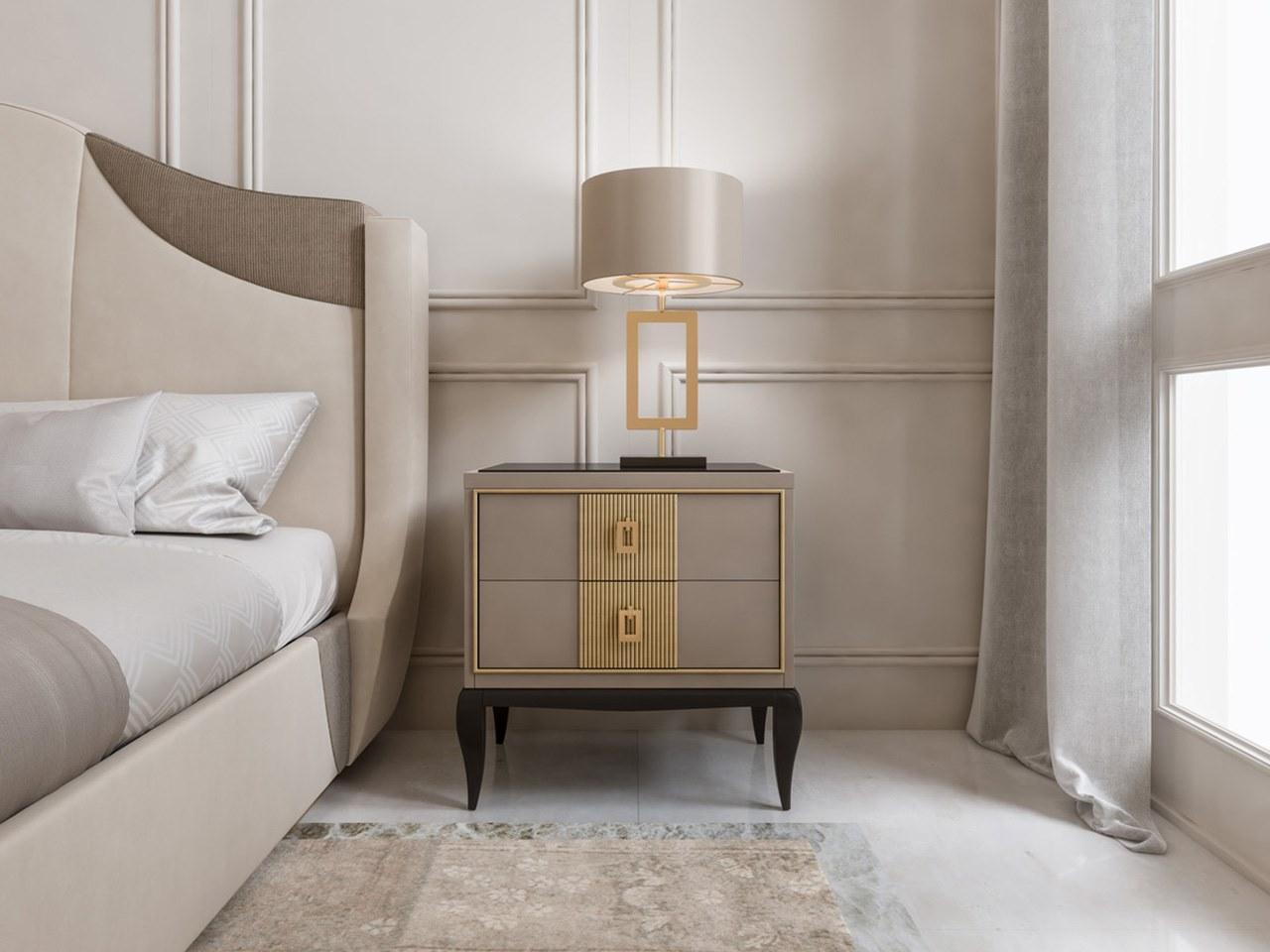 Rectangular wooden bedside table with drawers | Pr.132 by Stella del Mobile