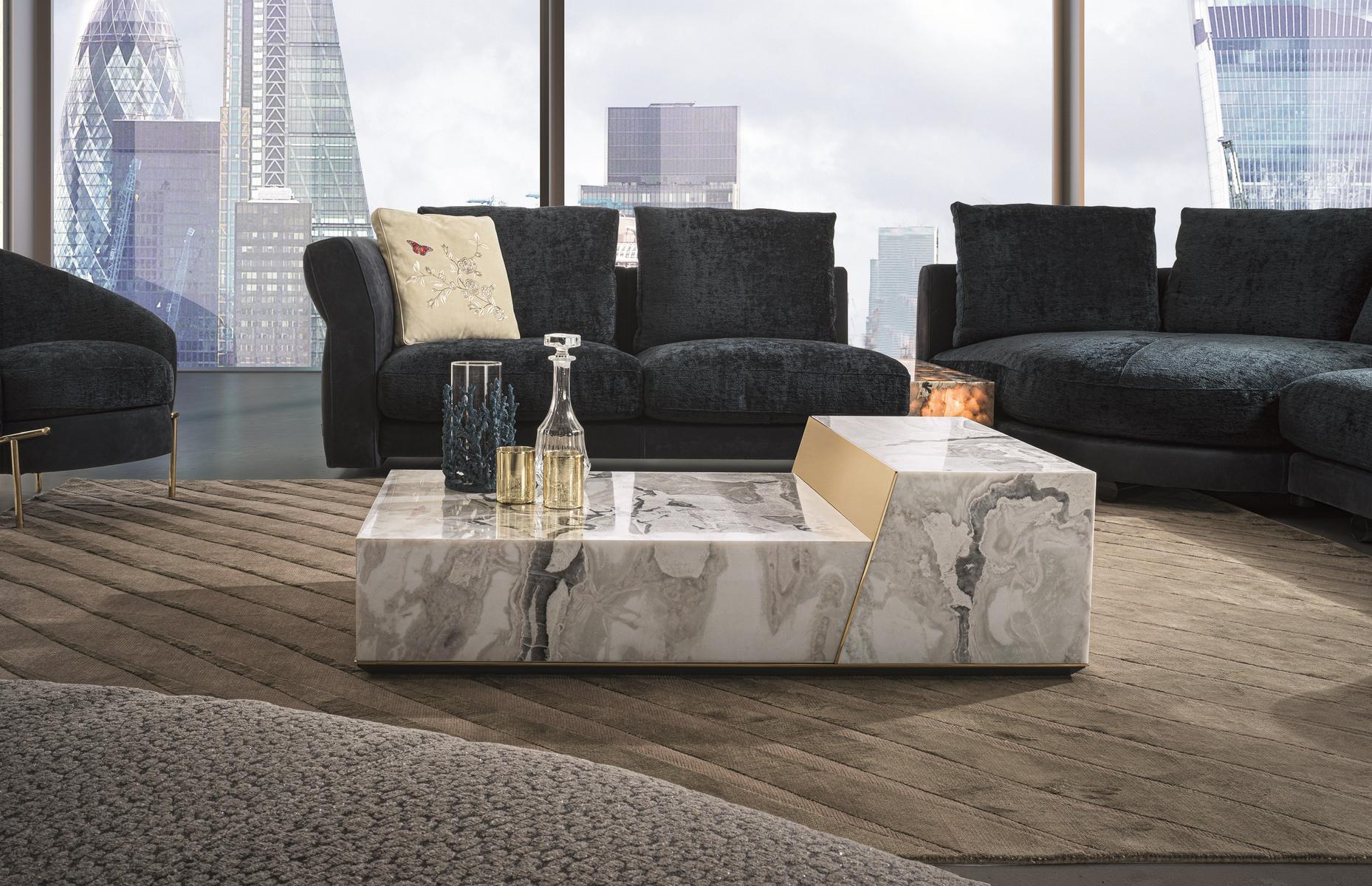 Rectangular stone coffee table with drawers | Bold by Longhi