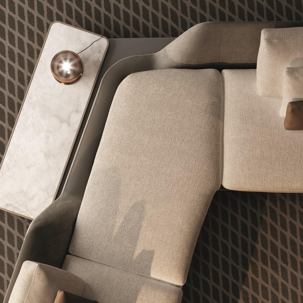 Leather sofa with chaise longue | Segno by Reflex