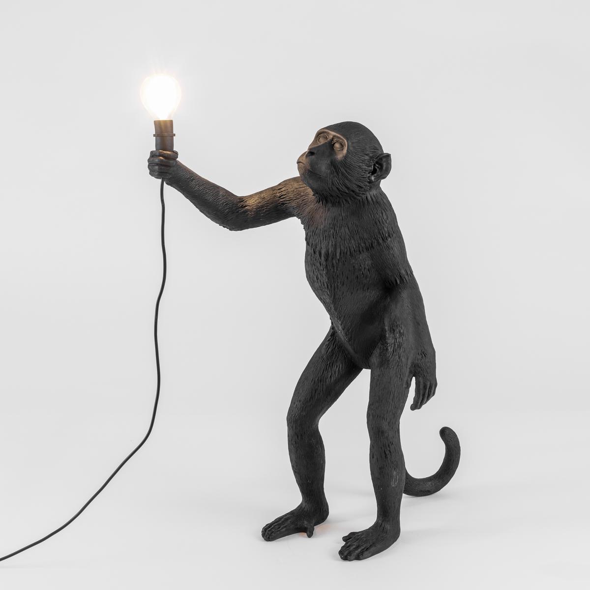 LED resin floor lamp | The Monkey Lamp Black Standing by Seletti