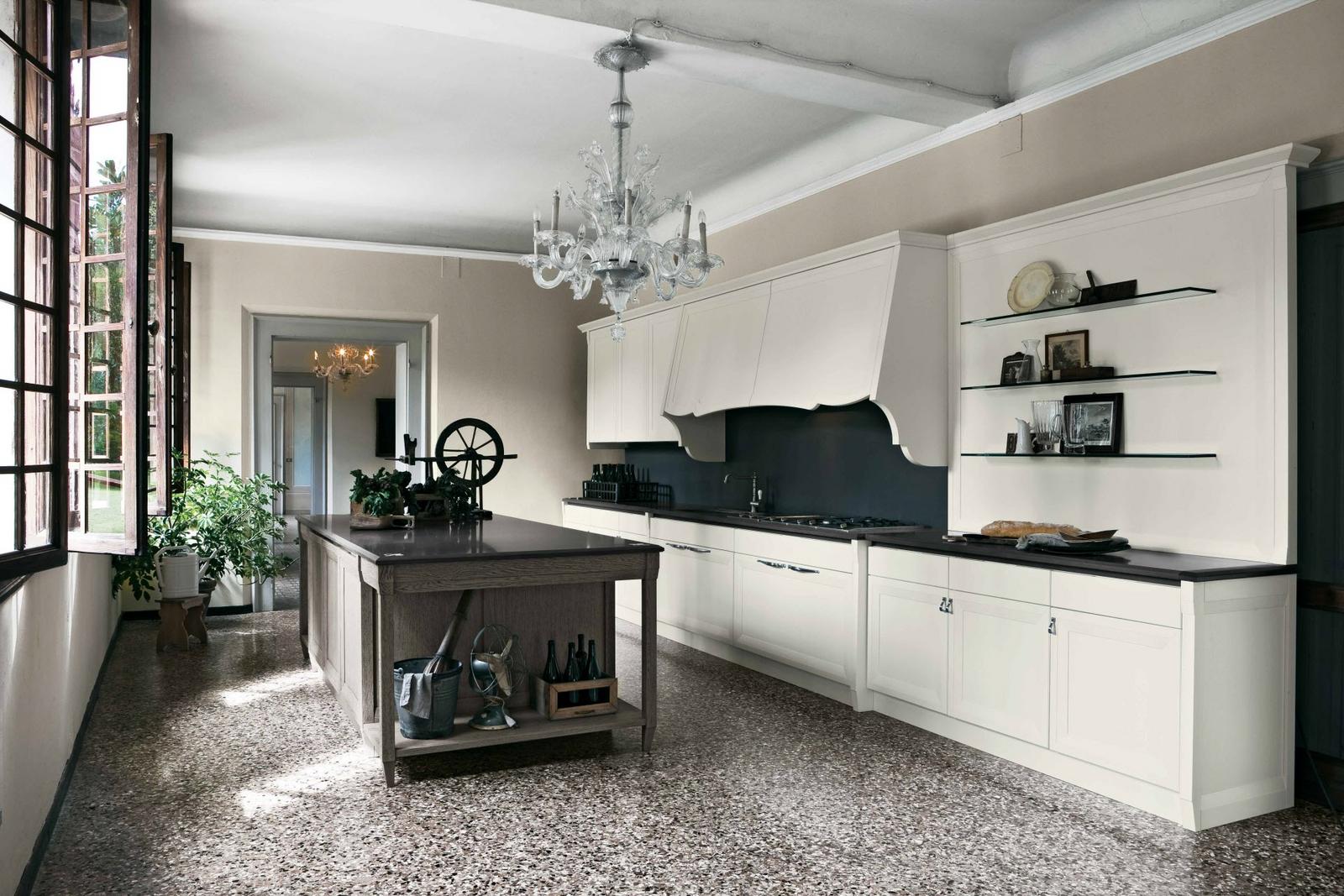 Wood kitchen with handles Old Line Kali