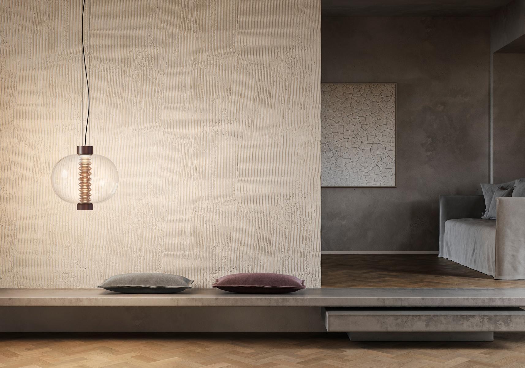 LED glass pendant lamp with dimmer | Bolha by Kundalini