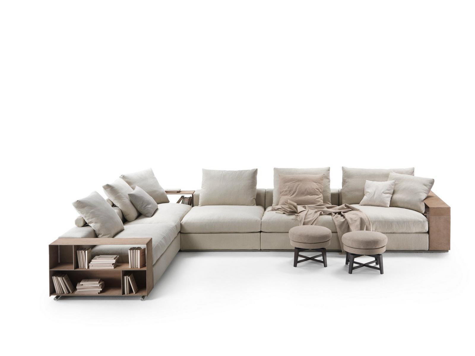 Sectional fabric sofa with storage space | Groundpiece by Flexform