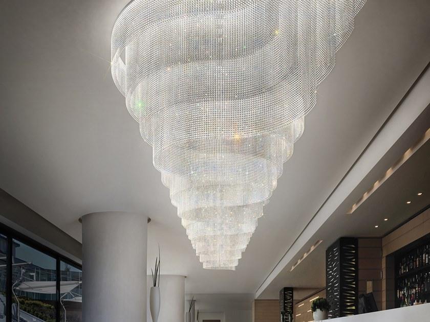 LED modular crystal ceiling lamp | Galassia R1 Dbl by Masiero