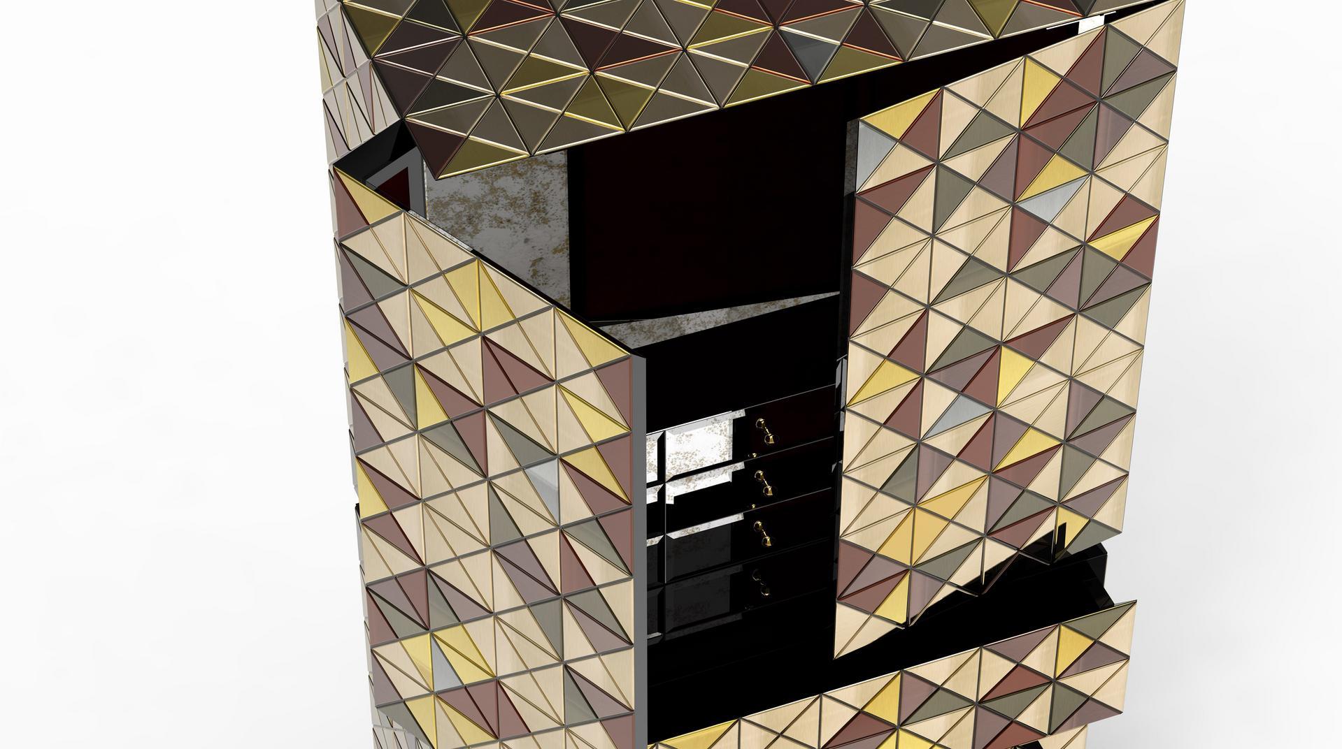 Aluminium highboard with doors | Pixel Anodized by Boca Do Lobo