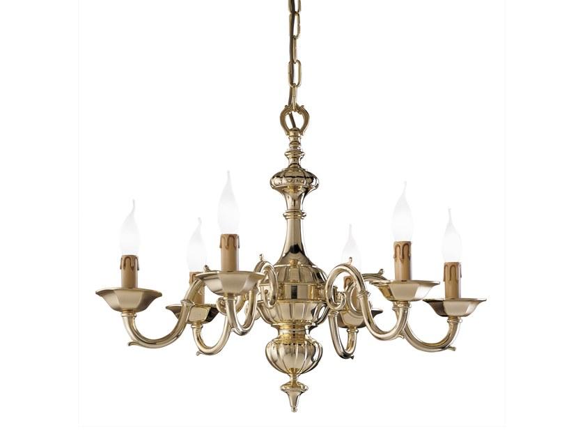 Polish brass chandelier | Carolyn 1161/6 by Possoni Illuminazione