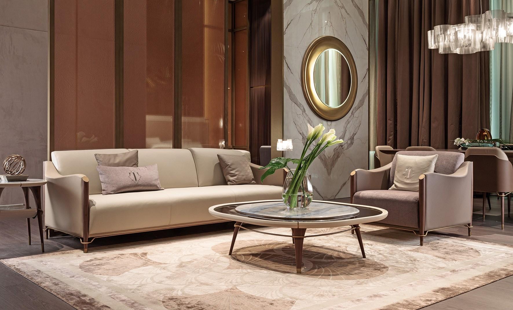 Fabric armchair with armrests | Melting Light by Turri