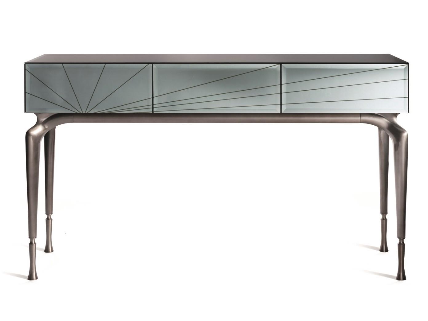 Mirrored glass console table with drawers | Alba by Visionnair