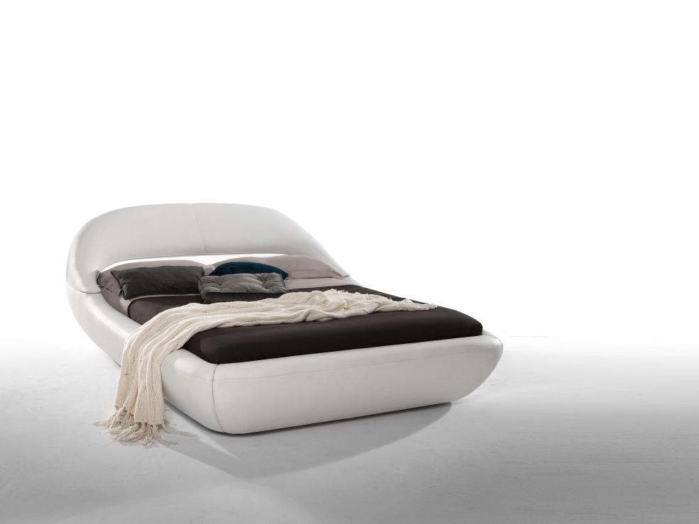 Upholstered leather double bed | Sleepy by Tonin Casa