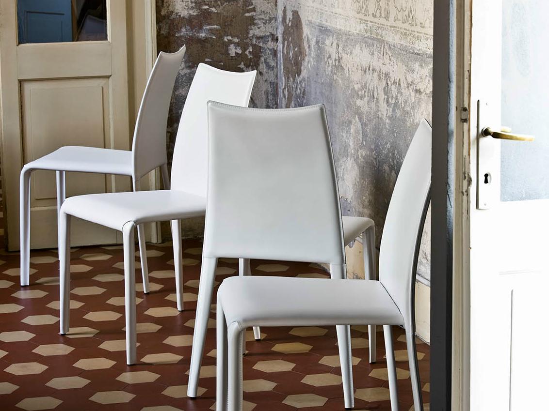 Upholstered tanned leather chair | Miss by Midj