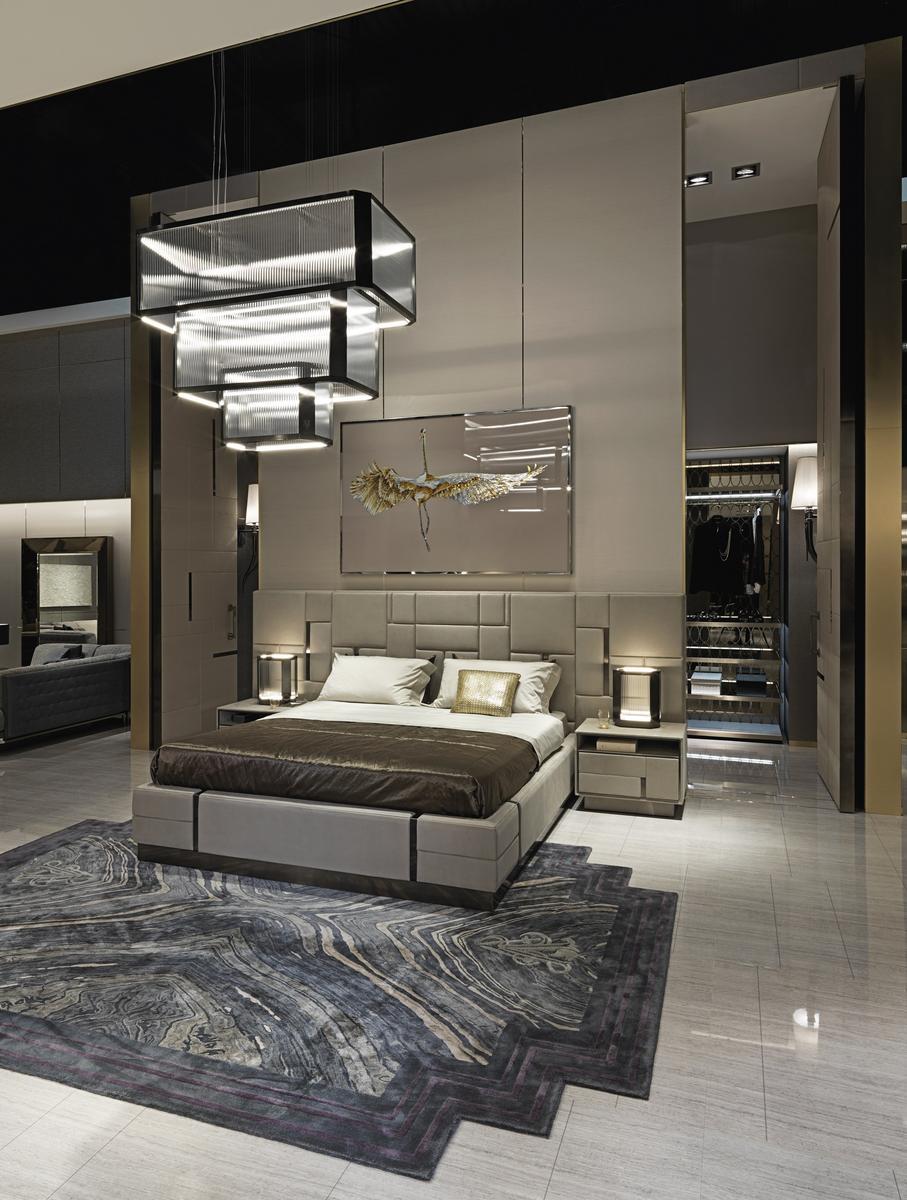 Leather double bed with upholstered headboard | Beloved by Visionnair