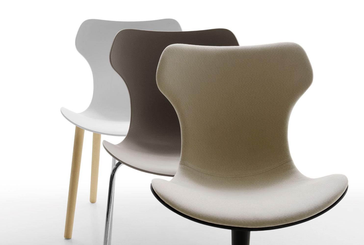 Fabric office chair with castors | Papilio Shell by B&B Italia