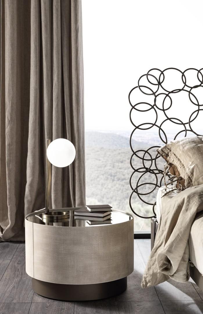 Round metal bedside table with drawers | Mirto by Cantori