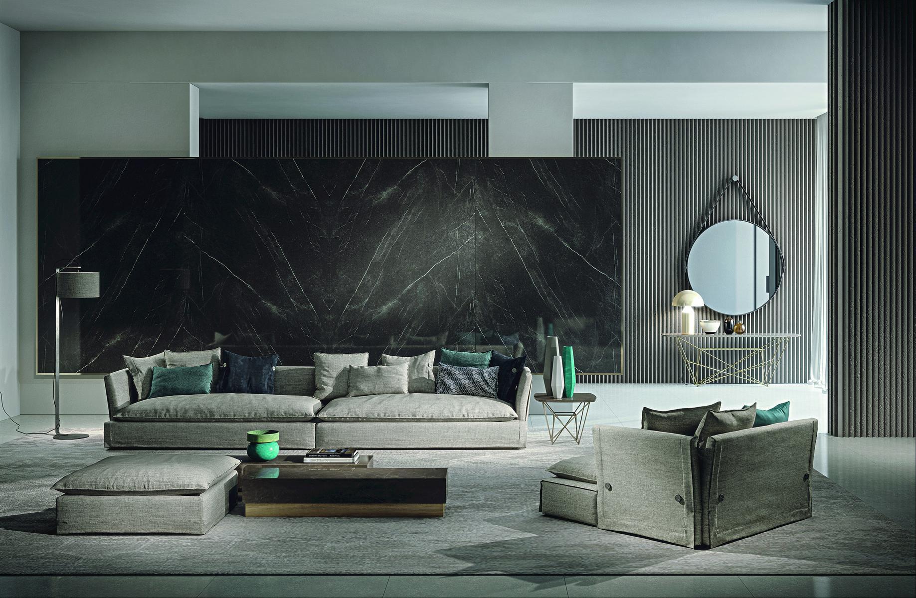 Sectional upholstered fabric sofa | Kimono by Frigerio