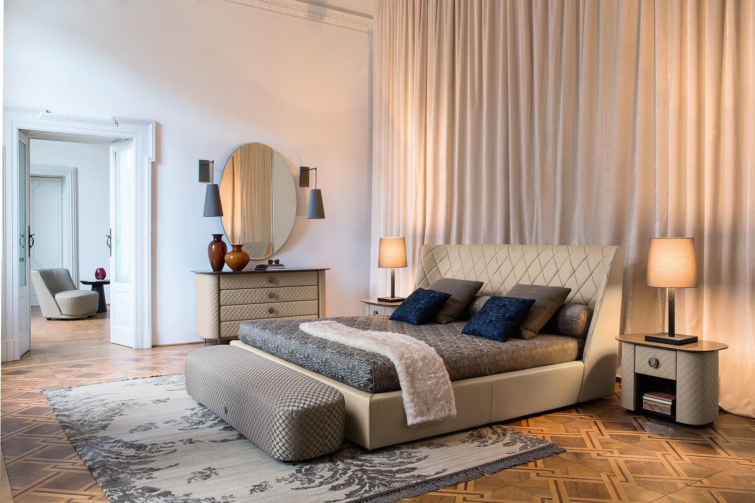 Velvet bed with tufted headboard | Grace by Alberta Salotti