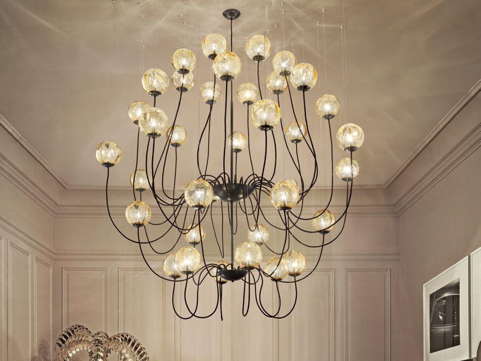 Direct light blown glass pendant lamp | Puppet Sp 36p by Vistosi