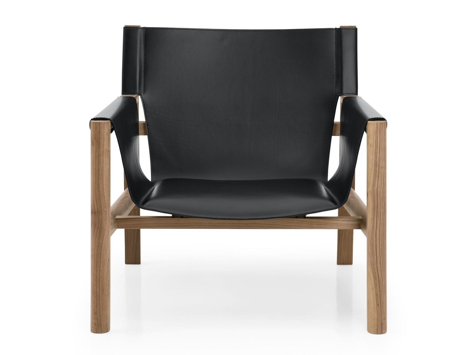 Tanned leather armchair with armrests | Pablo by B&B Italia